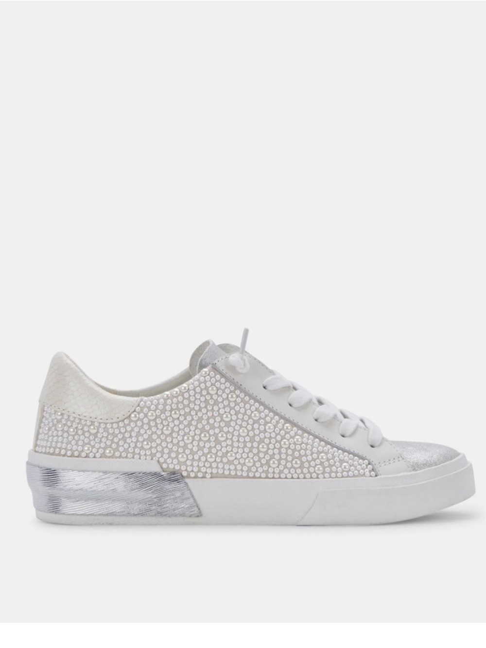 Dolce Vita Zina vanilla white pearl lace-up Platform Sneakers | Size 8